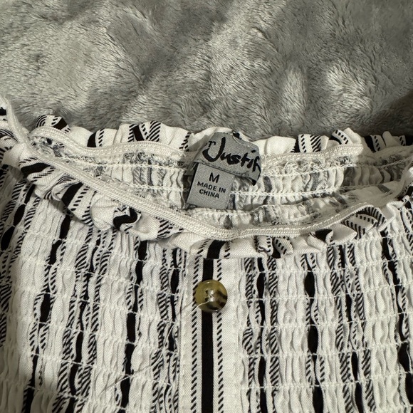 J for Justify Black and White Striped kids Romper - Picture 3 of 6